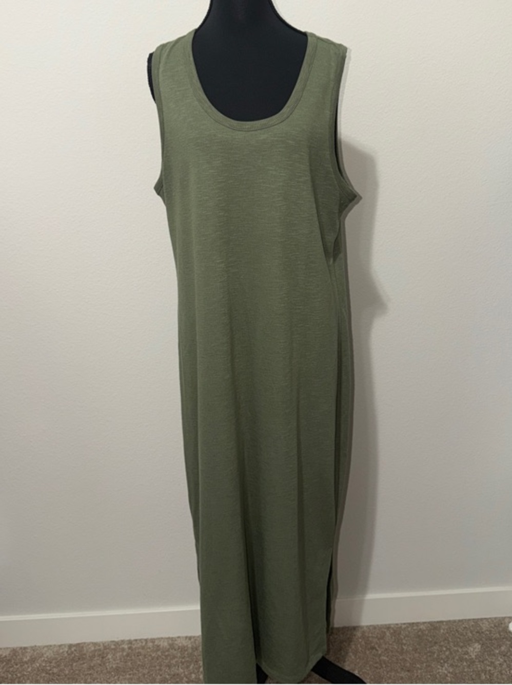 dip Olive Green Sleeveless Maxi Dress